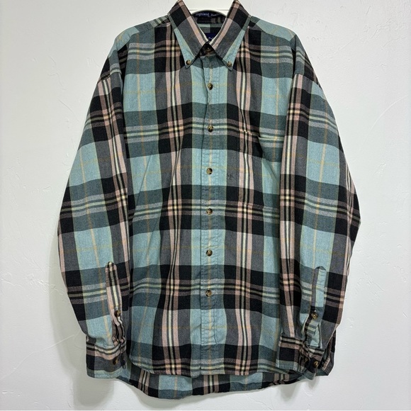 Gant Highland Heather Men's Medium Plaid Flannel Button Down Shirt Long Sleeve - Picture 1 of 12